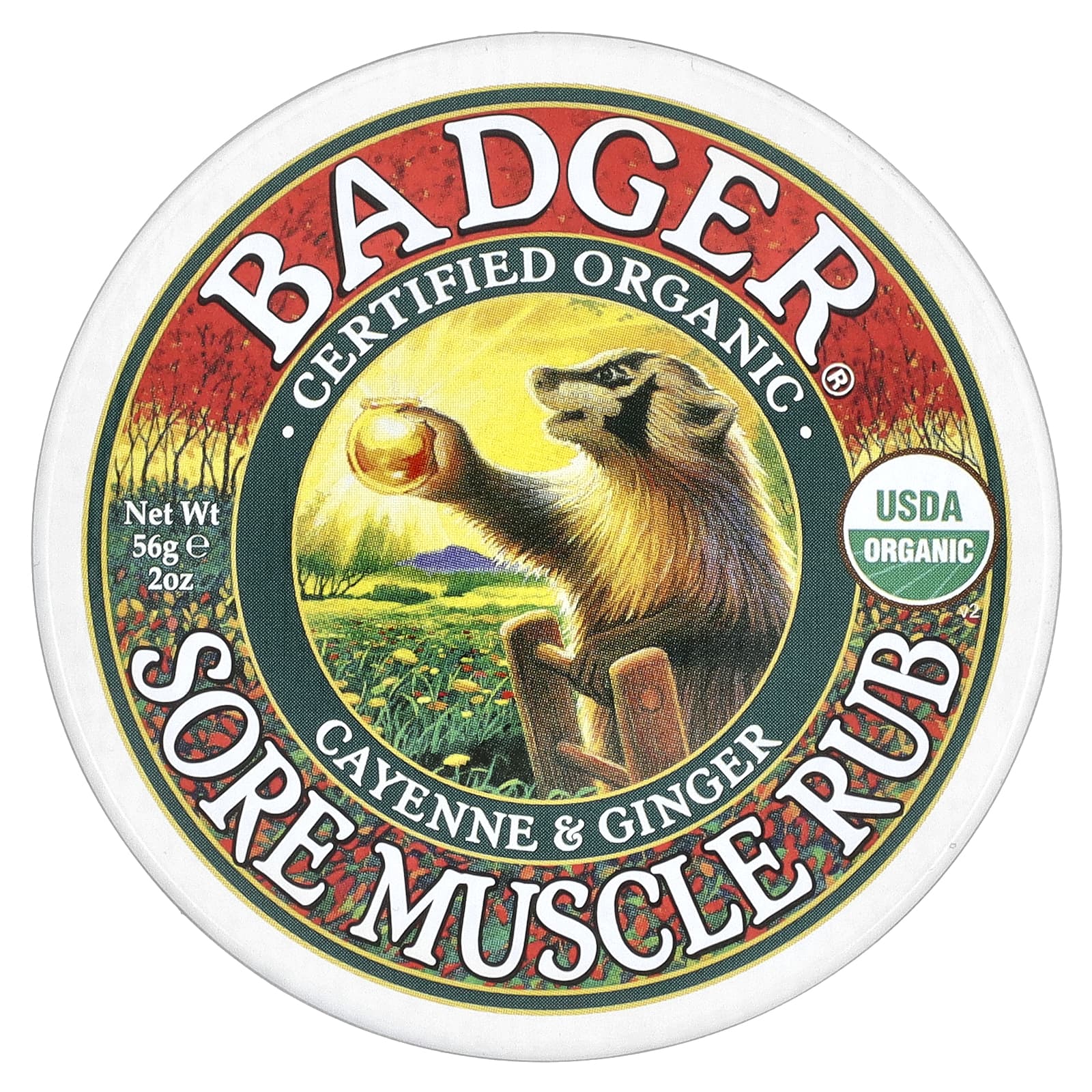 Badger Organic Sore Muscle Rub with Cayenne & Ginger, 2 oz - Image 1