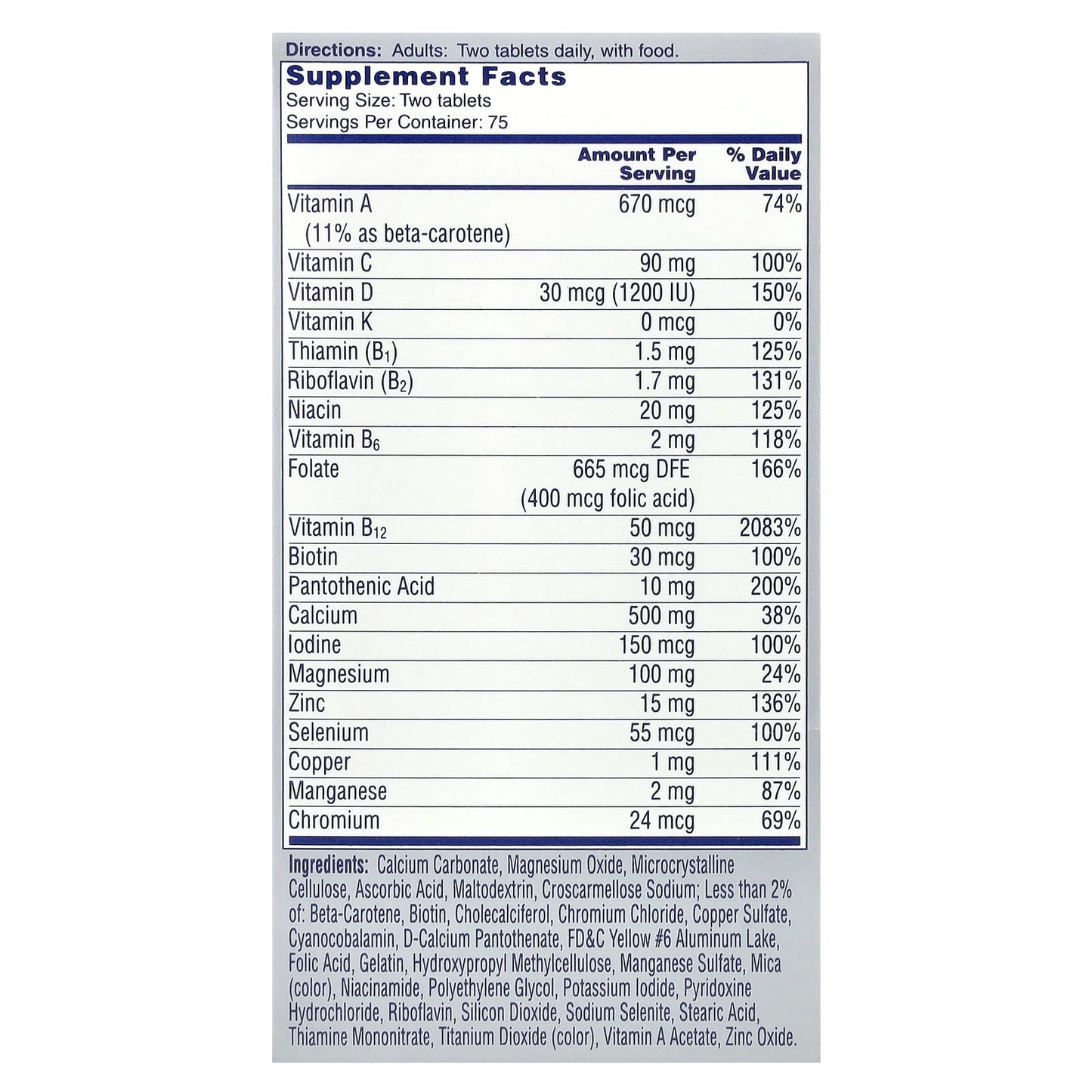 One-A-Day, Proactive 65+ For Men & Women, Multivitamin/Multimineral Supplement, 150 Tablets - Image 2