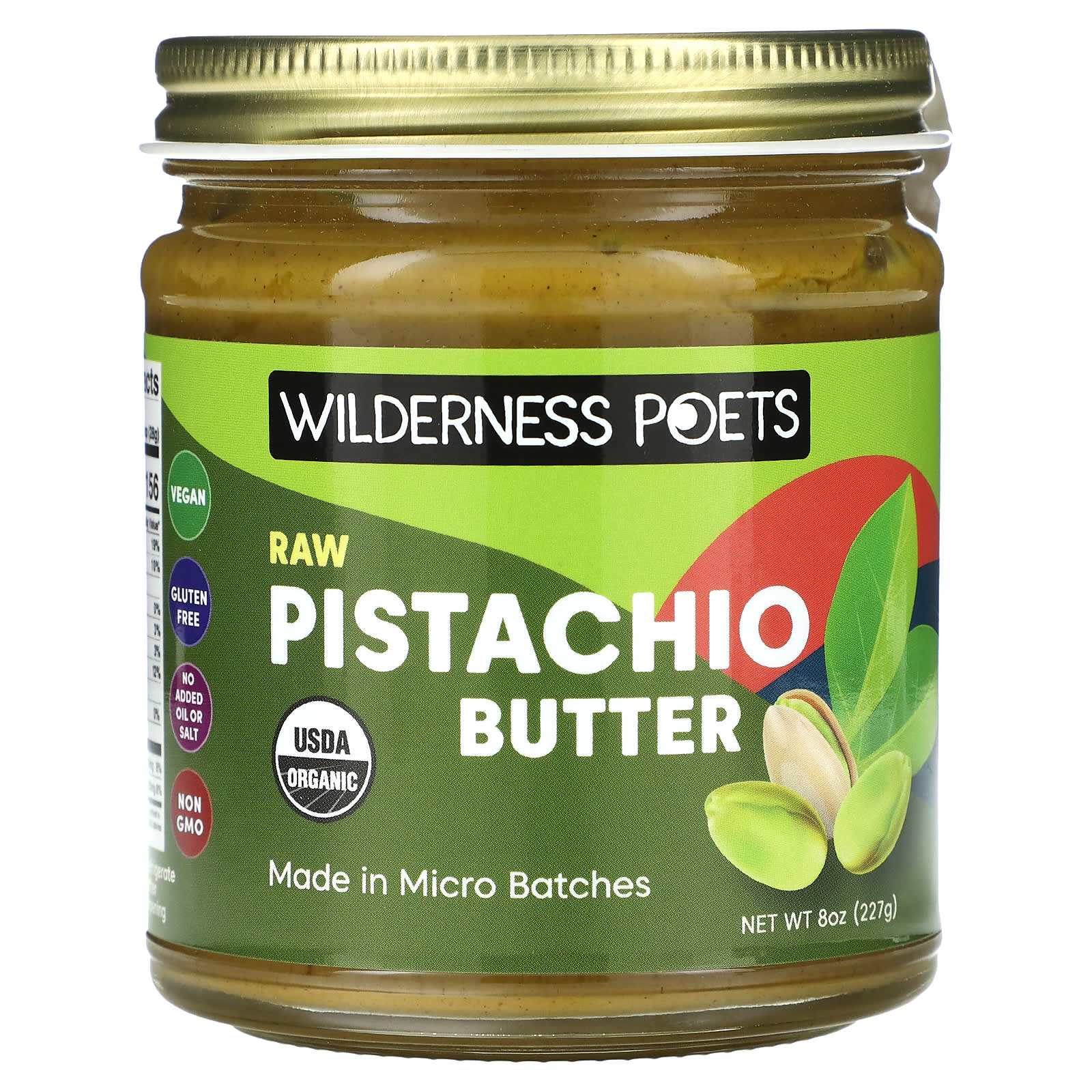 Wilderness Poets, Organic Raw Pistachio Butter, 8 oz (227 g) - Image 1