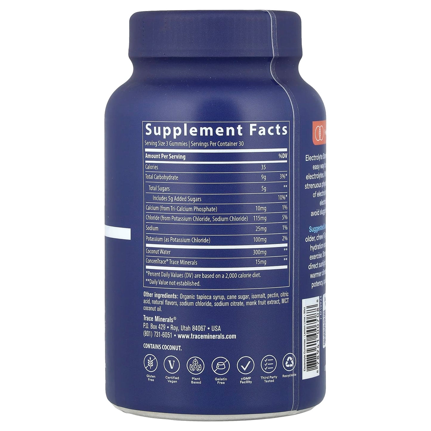 Trace, Electrolyte Stamina Gummies, Lemon Lime, 90 Gummies - Image 2