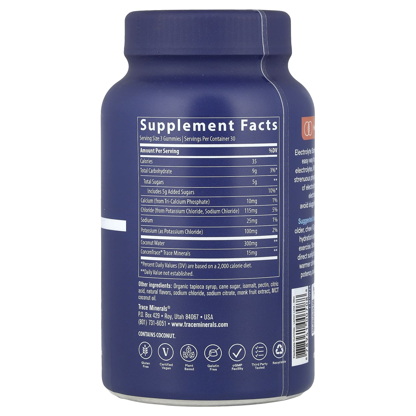 Trace, Electrolyte Stamina Gummies, Lemon Lime, 90 Gummies - Image 2