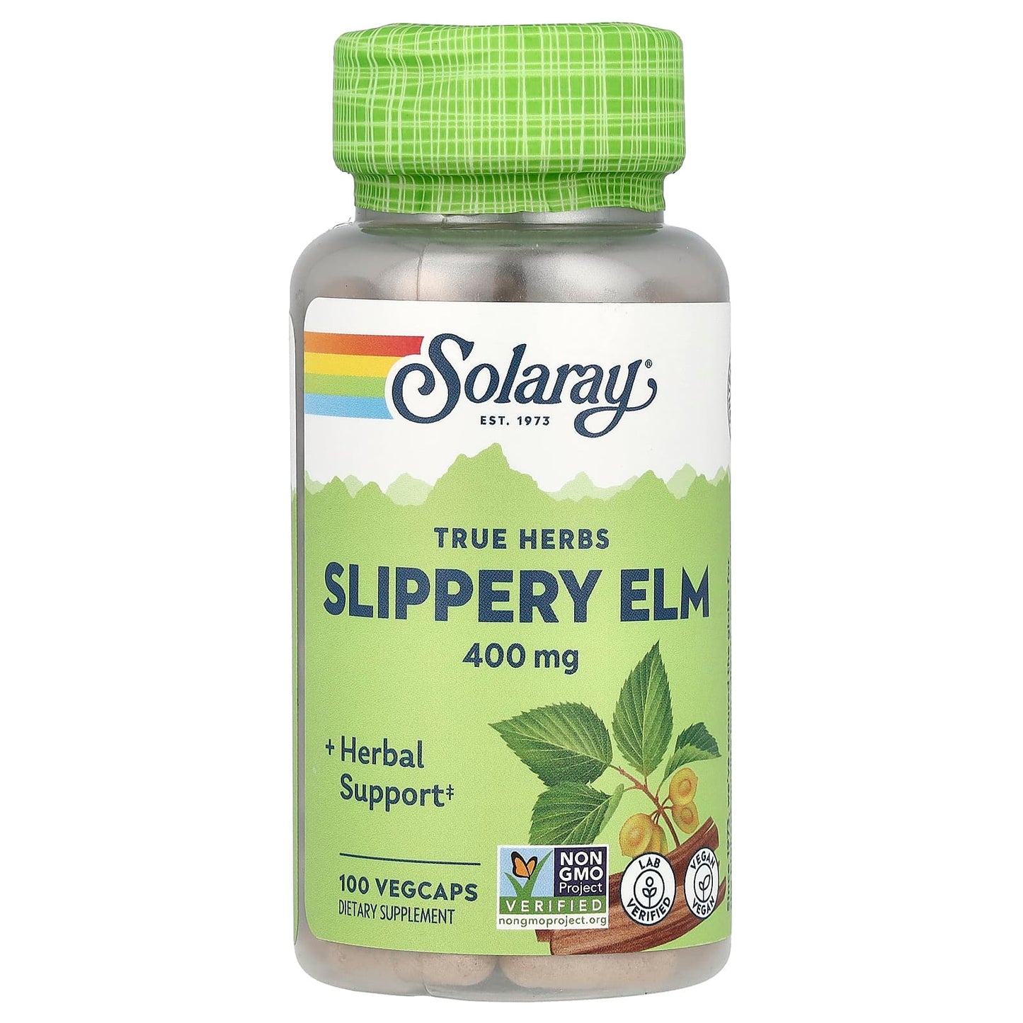 Solaray, True Herbs, Slippery Elm, 400 mg, 100 VegCaps - Image 1