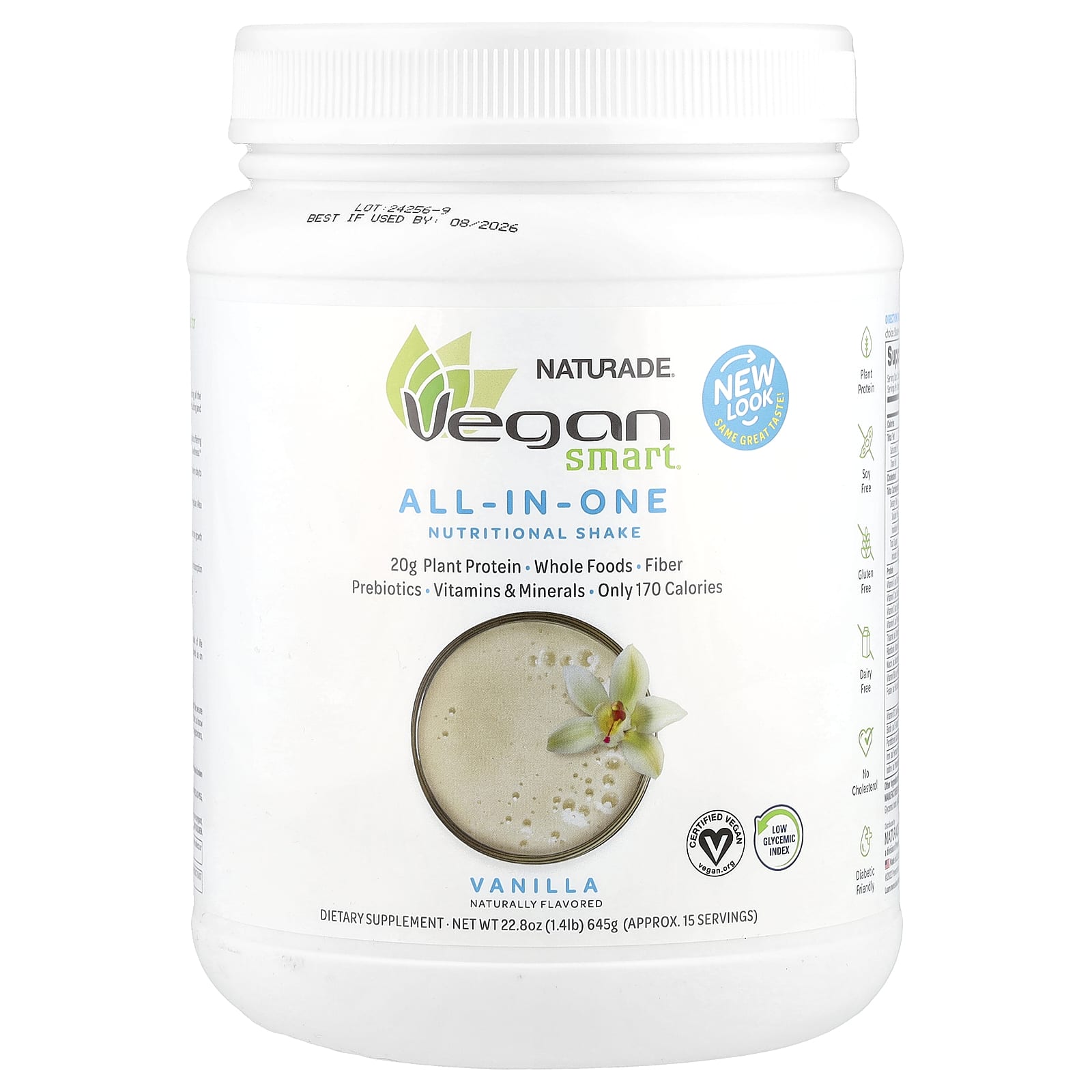 VeganSmart, All-In-One Nutritional Shake, Vanilla, 1.4 lb (645 g) - Image 1