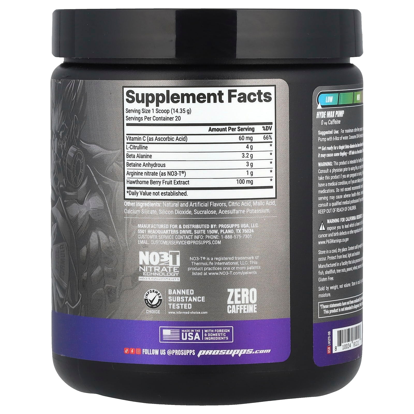 ProSupps, Hyde®, Max Pump, Pre-Workout, Blue Razz, 10.12 oz (286.9 g) - Image 2