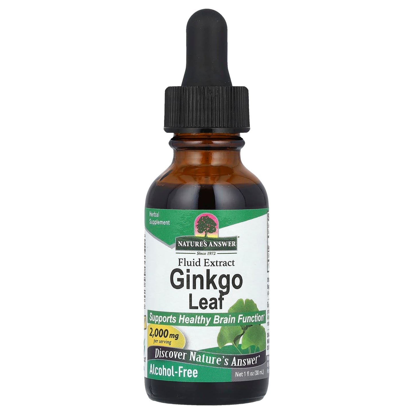 Nature's Answer, Ginkgo Leaf Fluid Extract, Alcohol-Free, 2,000 mg, 1 fl oz (30 mL) - Image 1