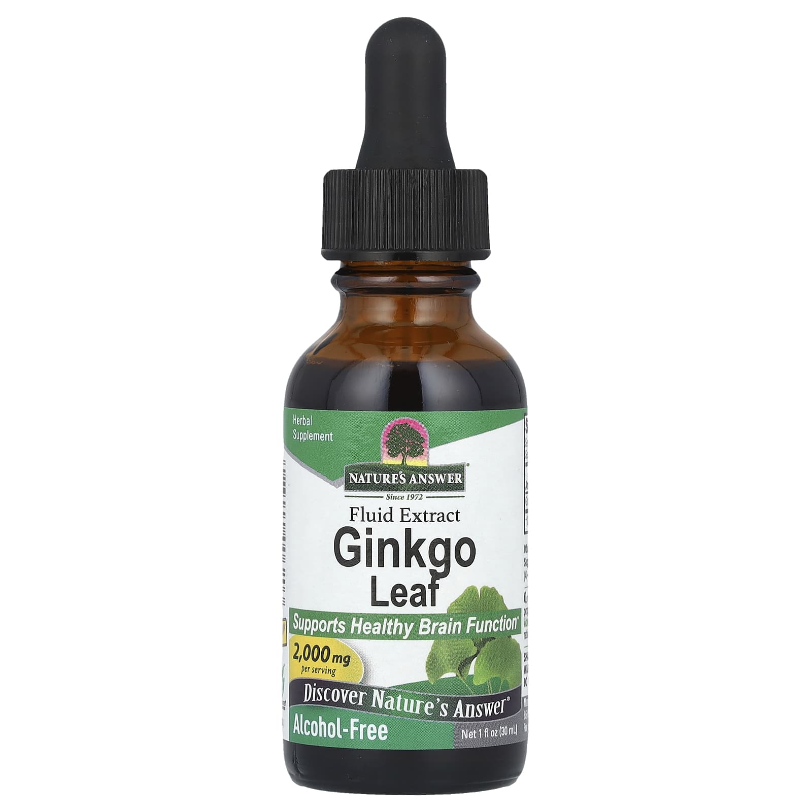 Nature's Answer, Ginkgo Leaf Fluid Extract, Alcohol-Free, 2,000 mg, 1 fl oz (30 mL) - Image 1