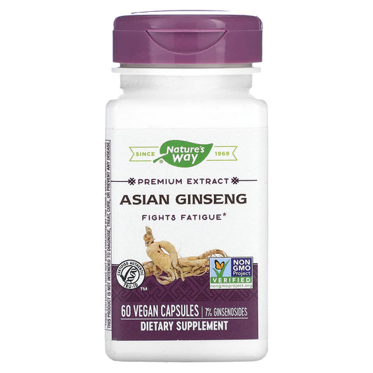 Nature's Way, Premium Extract, Asian Ginseng, 60 Vegan Capsules (550 mg per Capsule) - Image 1