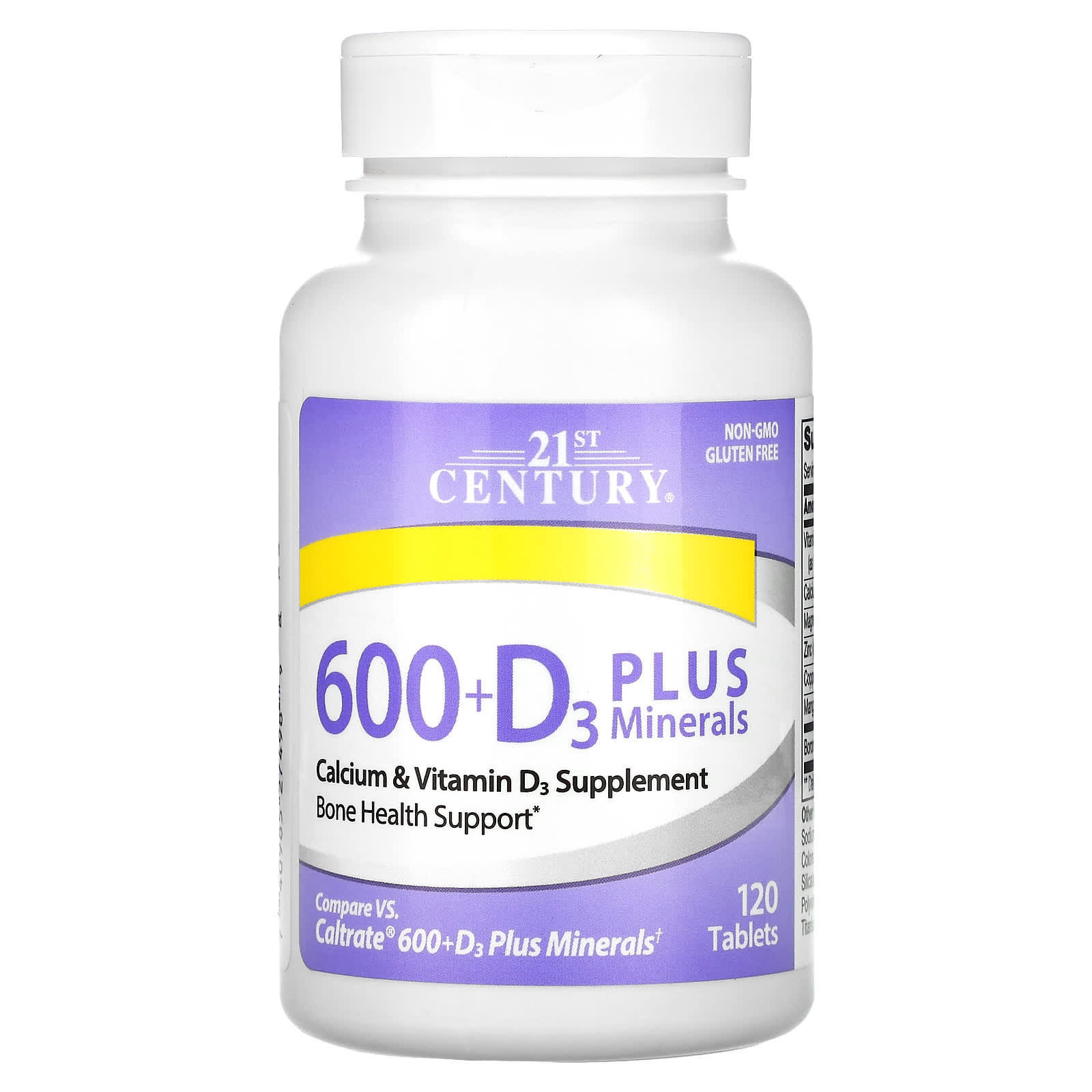 Boost Bone Health with 21st Century 600+D3 Plus Minerals, 120 Tablets - Image 1