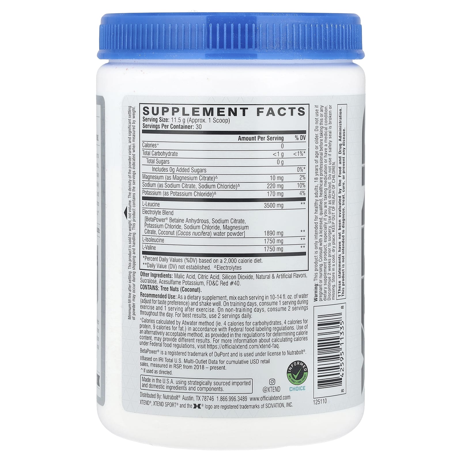 XTEND, Sport®, 7G BCAA, Strawberry Kiwi Splash, 12.2 oz (345 g) - Image 2