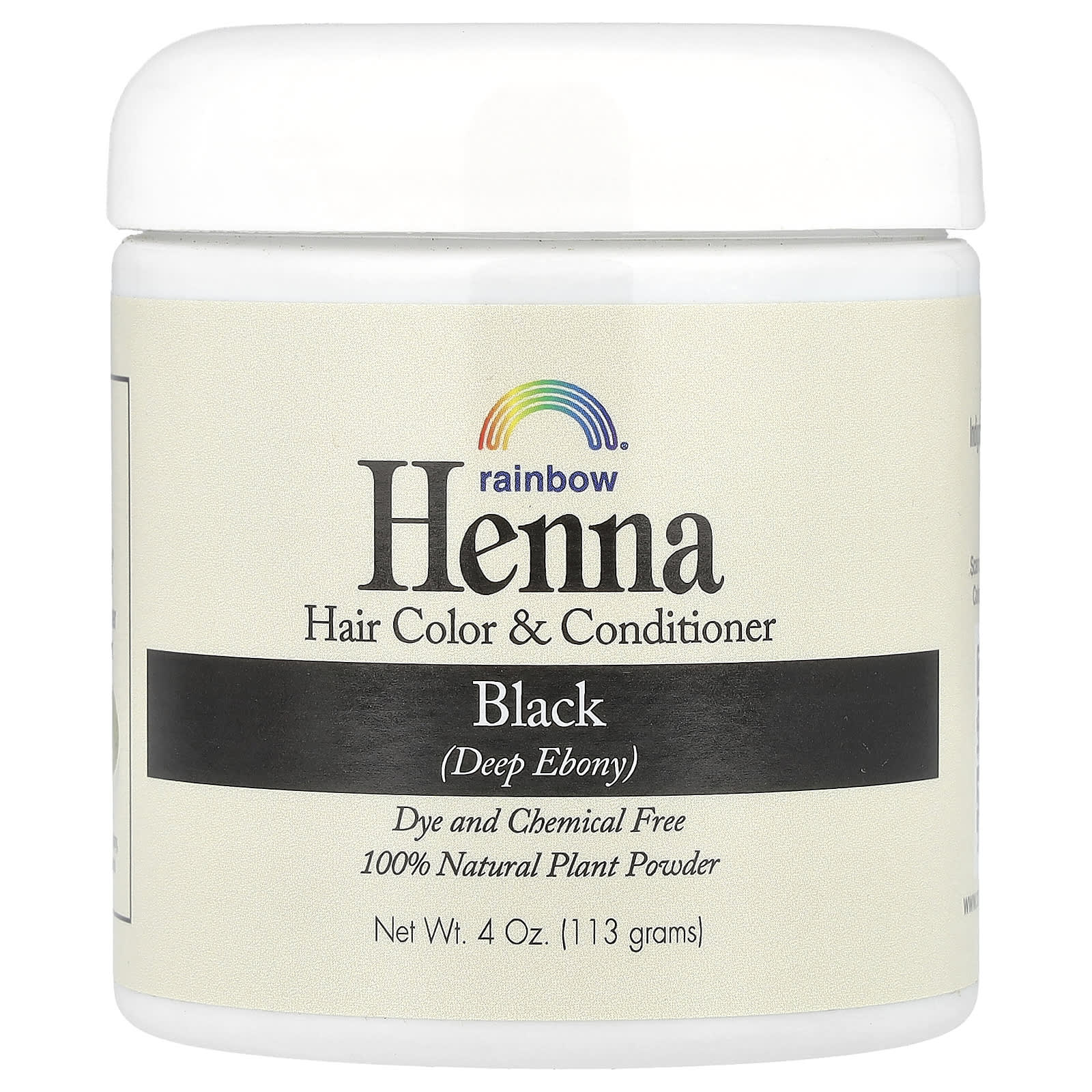 Rainbow Research, Henna, Hair Color & Conditioner, Black, 4 oz (113 g) - Image 1