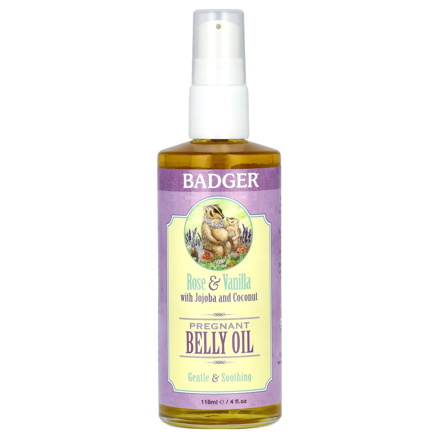 Pregnant Belly Oil with Rose & Vanilla | USDA Organic | Badger - Image 1