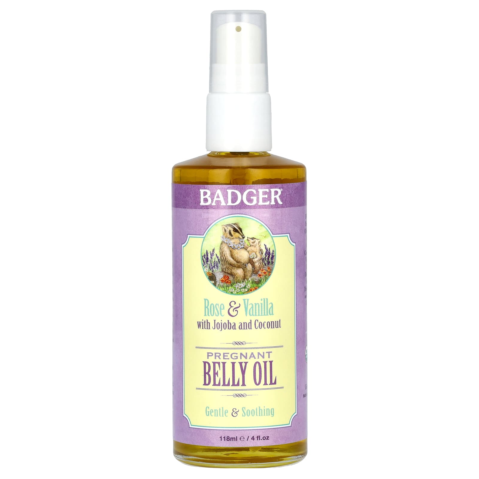 Pregnant Belly Oil with Rose & Vanilla | USDA Organic | Badger - Image 1