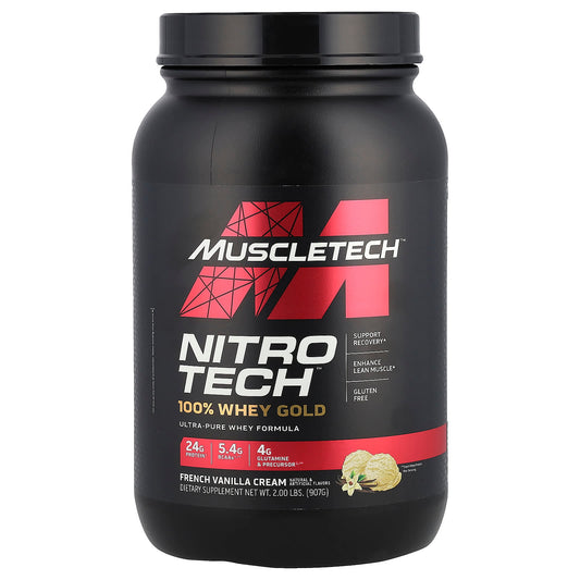 MuscleTech, Nitro-Tech™ 100% Whey Gold, French Vanilla Cream, 2 lbs (907 g) - Image 1