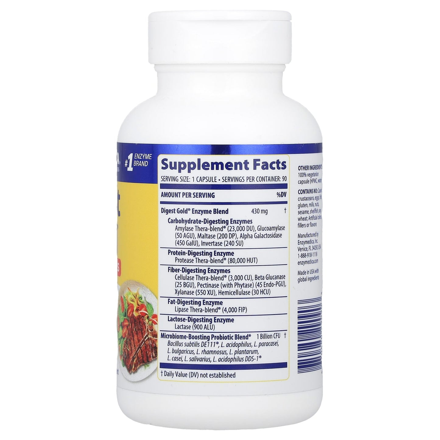 Unlock Digestive Happiness with Enzymedica's Digest Gold + Probiotics, 90 Capsules - Image 2