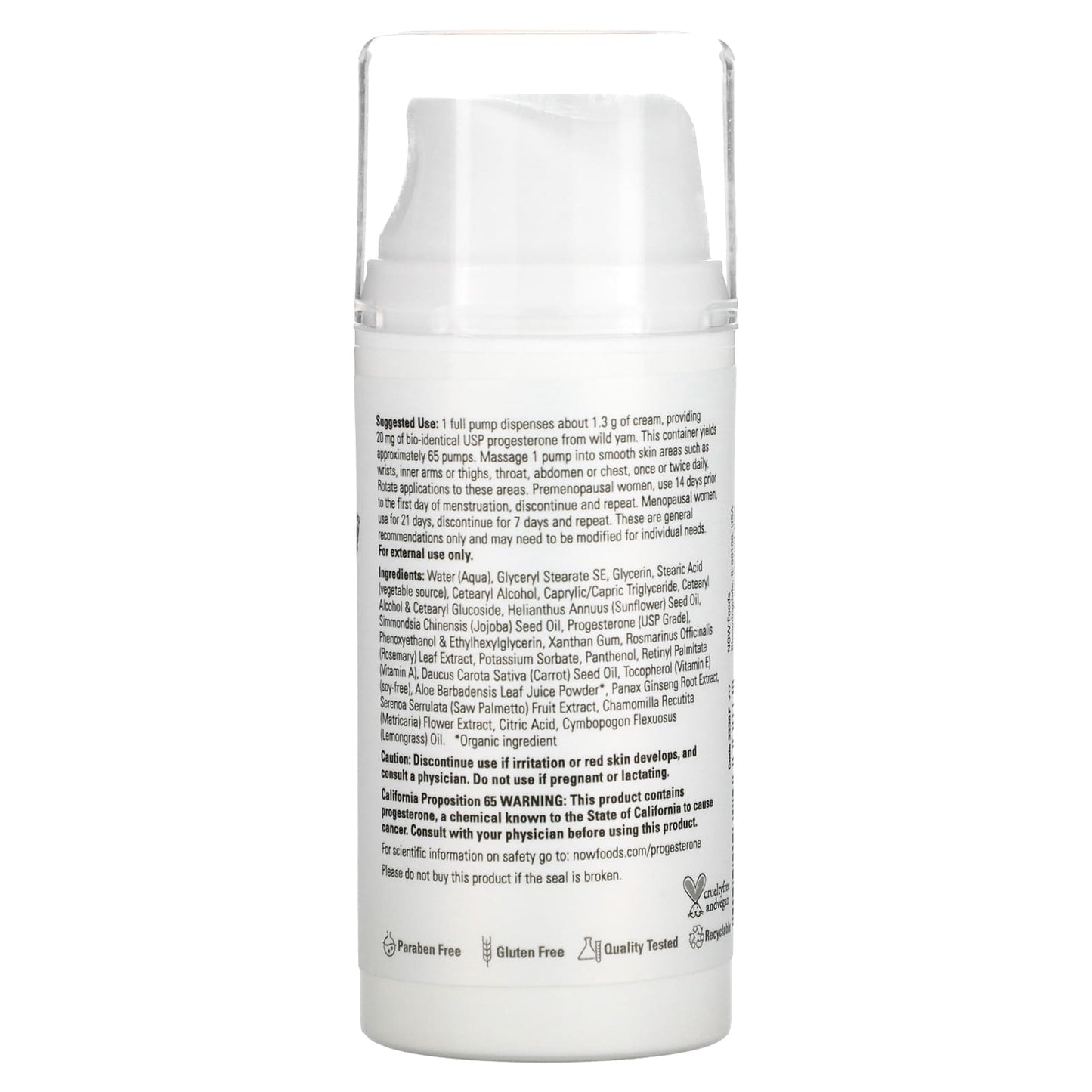 NOW Foods, Solutions, Progesterone from Wild Yam, Balancing Skin Cream, Unscented, 20 mg, 3 oz (85 g) - Image 2