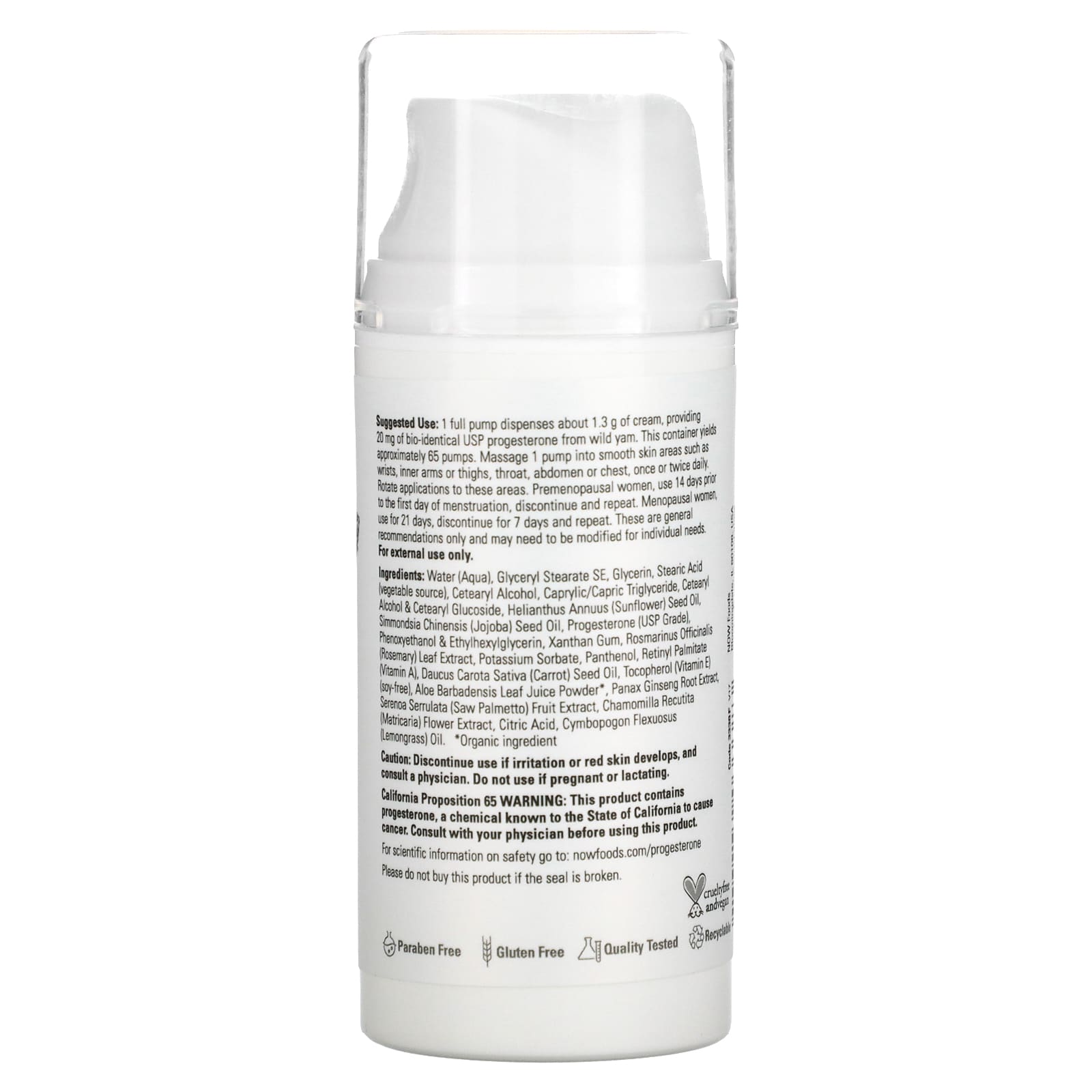NOW Foods, Solutions, Progesterone from Wild Yam, Balancing Skin Cream, Unscented, 20 mg, 3 oz (85 g) - Image 2