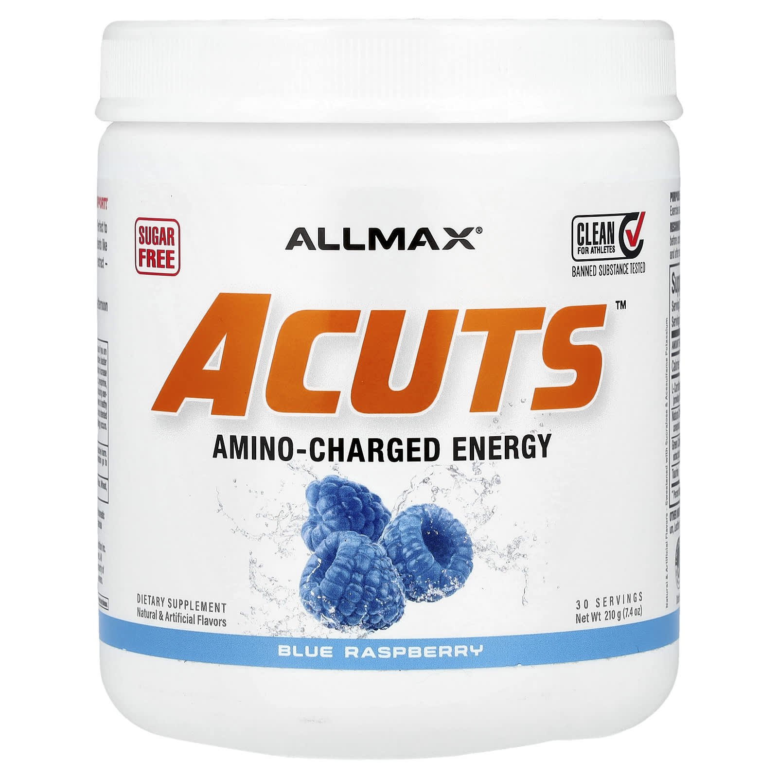 ALLMAX ACUTS Amino-Charged Energy Drink Mix - Blue Raspberry, 7.4 oz - Image 1