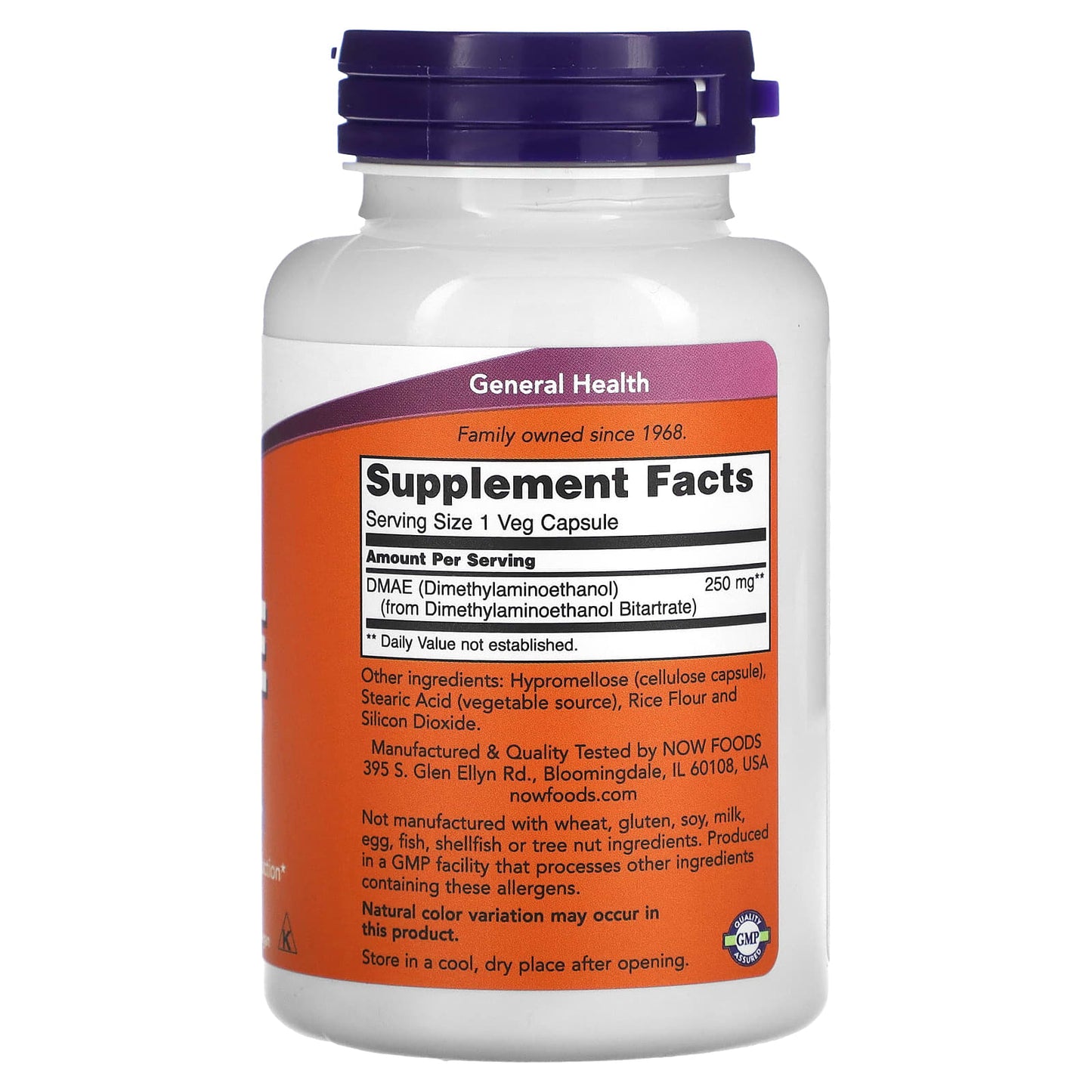 NOW Foods, DMAE, 250 mg, 100 Veg Capsules - Image 2