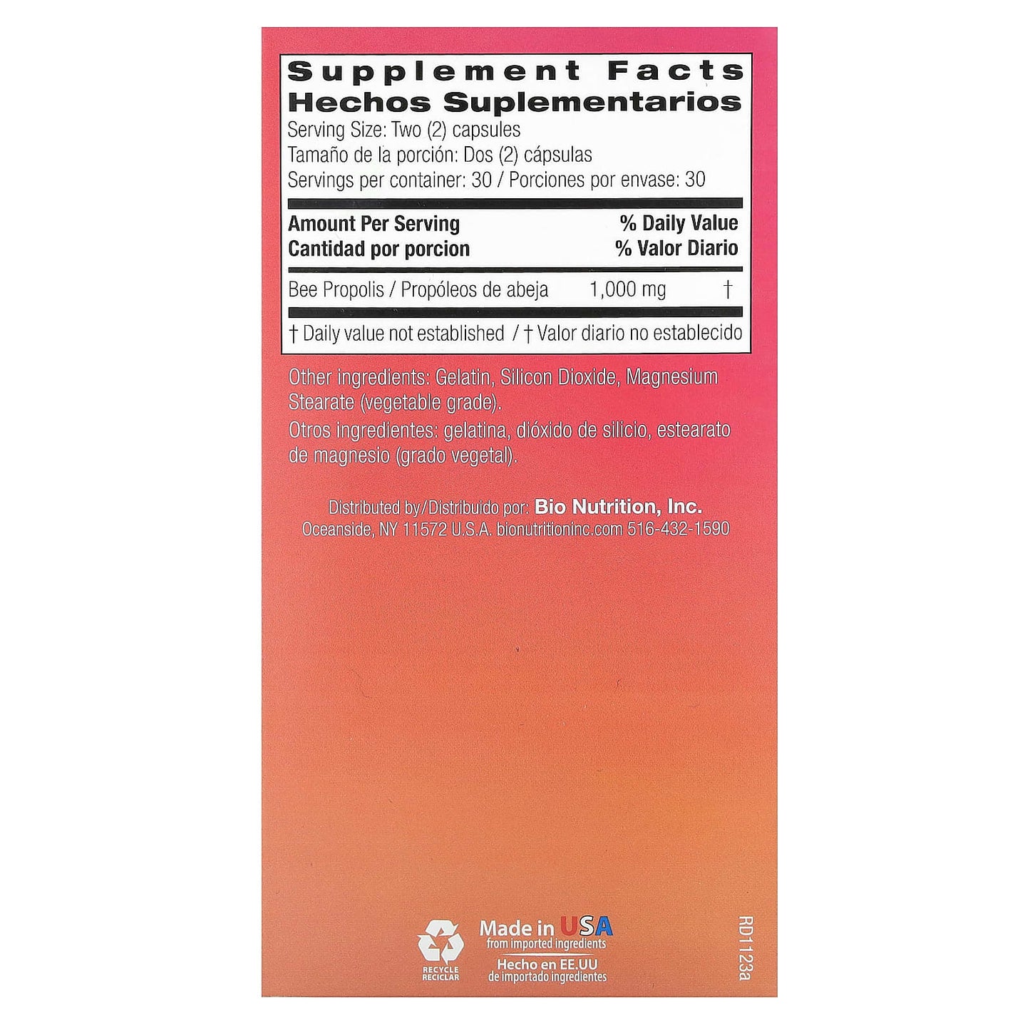 Bio Nutrition Bee Propolis 500mg Capsules for Immune Support - Image 2