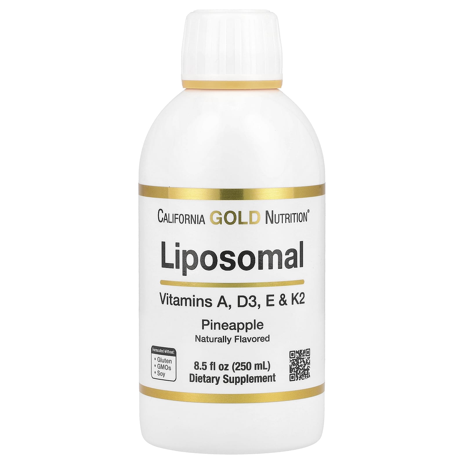 California Gold Nutrition Liposomal Vitamins A, D3, E & K2 + Pineapple Flavor, 8.5 fl oz - Image 1