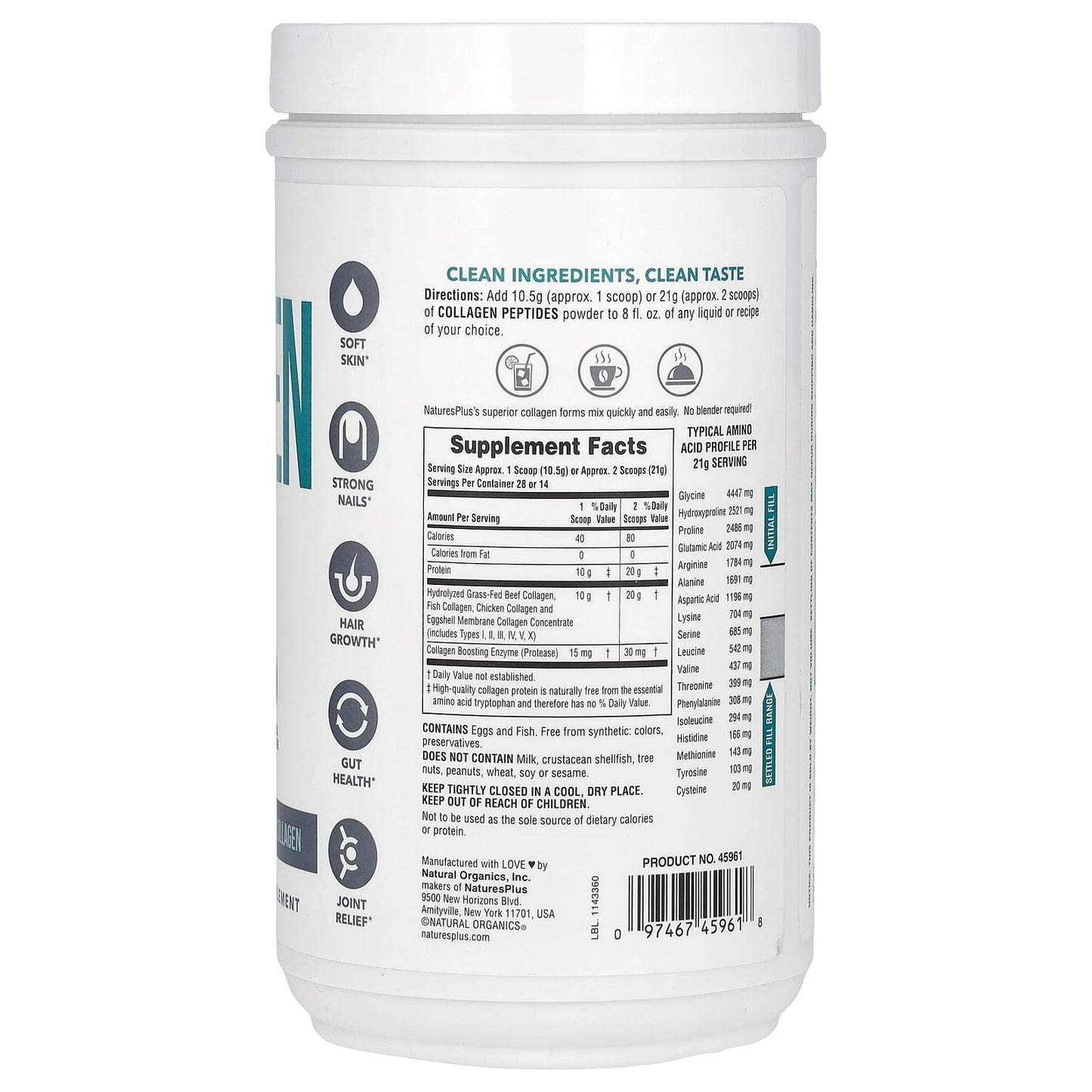 NaturesPlus, Collagen Peptides, 0.65 lb (294 g) - Image 2