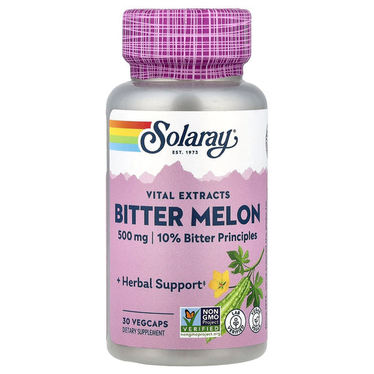 Solaray, Vital Extracts, Bitter Melon, 500 mg, 30 VegCaps - Image 1