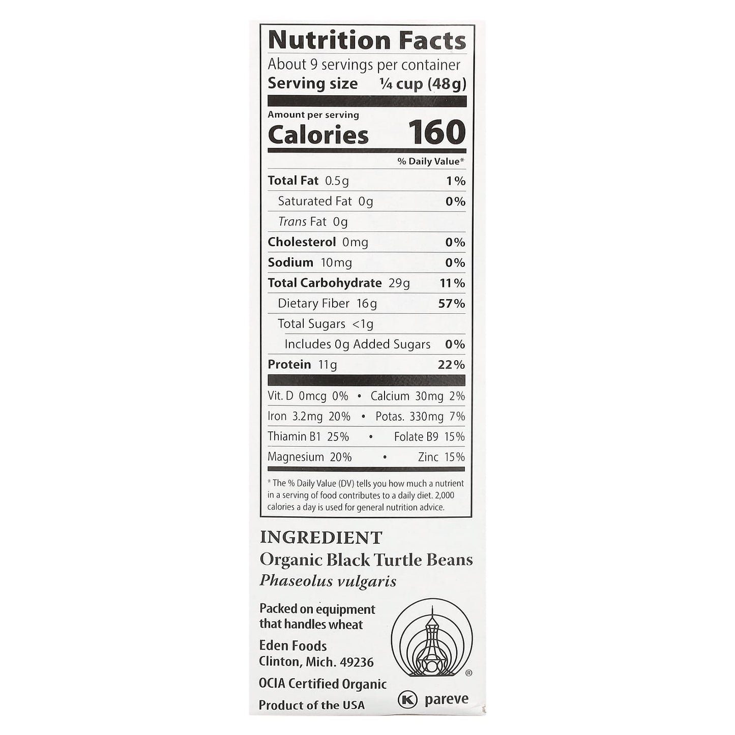 US Organic Black Beans, 16 oz (454 g) - Non GMO, Gluten Free - Image 2
