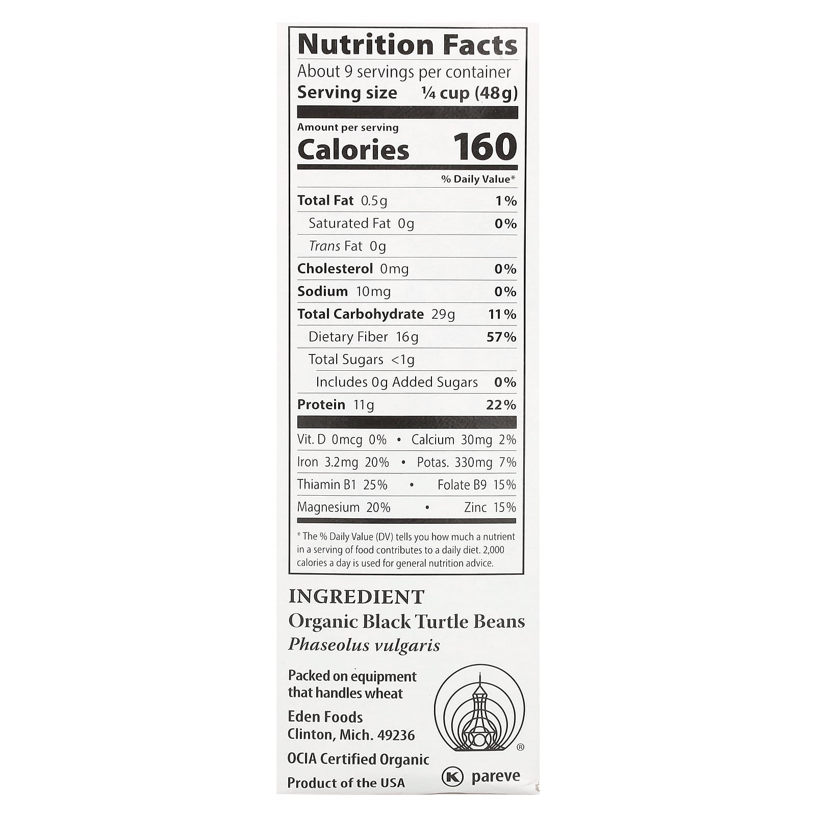 US Organic Black Beans, 16 oz (454 g) - Non GMO, Gluten Free - Image 2