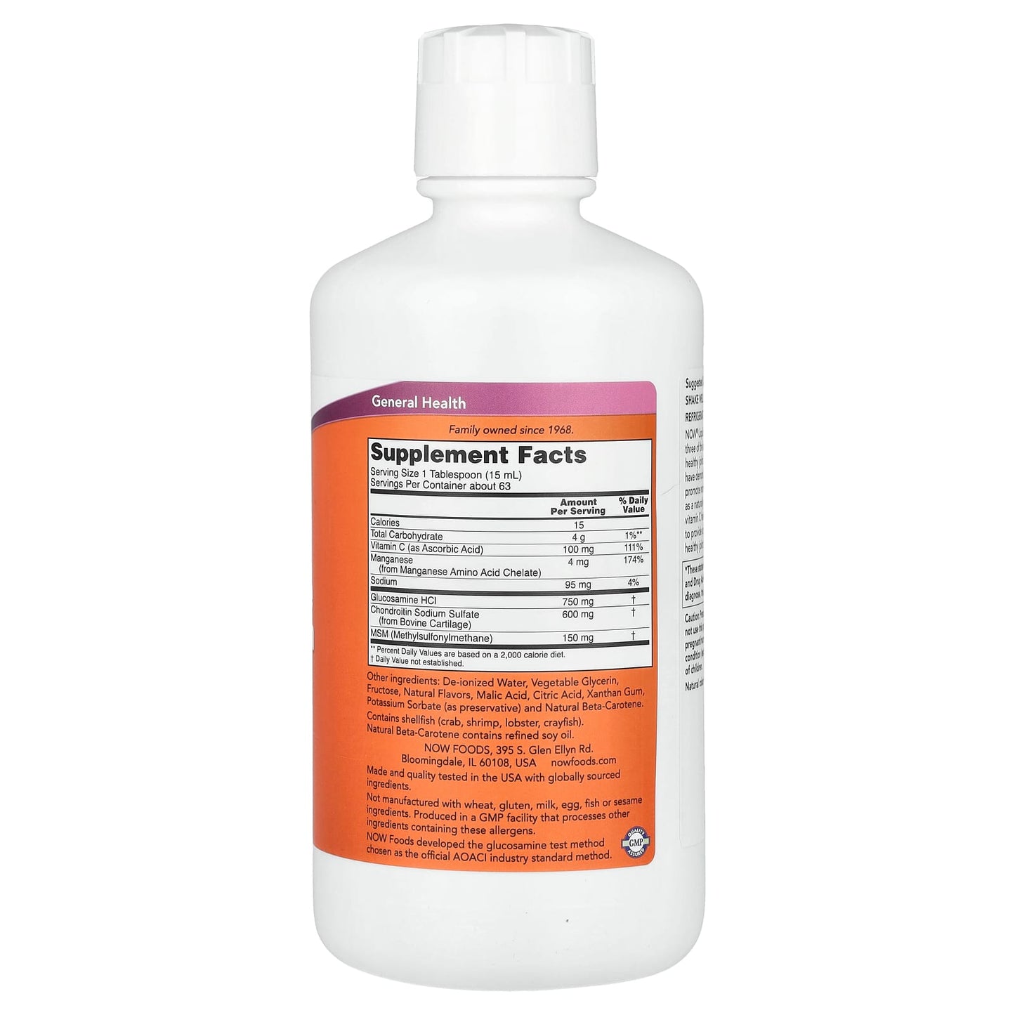NOW Foods, Liquid Glucosamine & Chondroitin with MSM, Citrus, 32 fl oz (946 ml) - Image 2