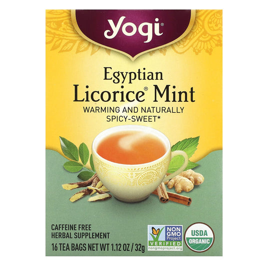 Yogi Tea, Egyptian Licorice Mint, Caffeine Free, 16 Tea Bags, 1.12 oz (32 g) - Image 1