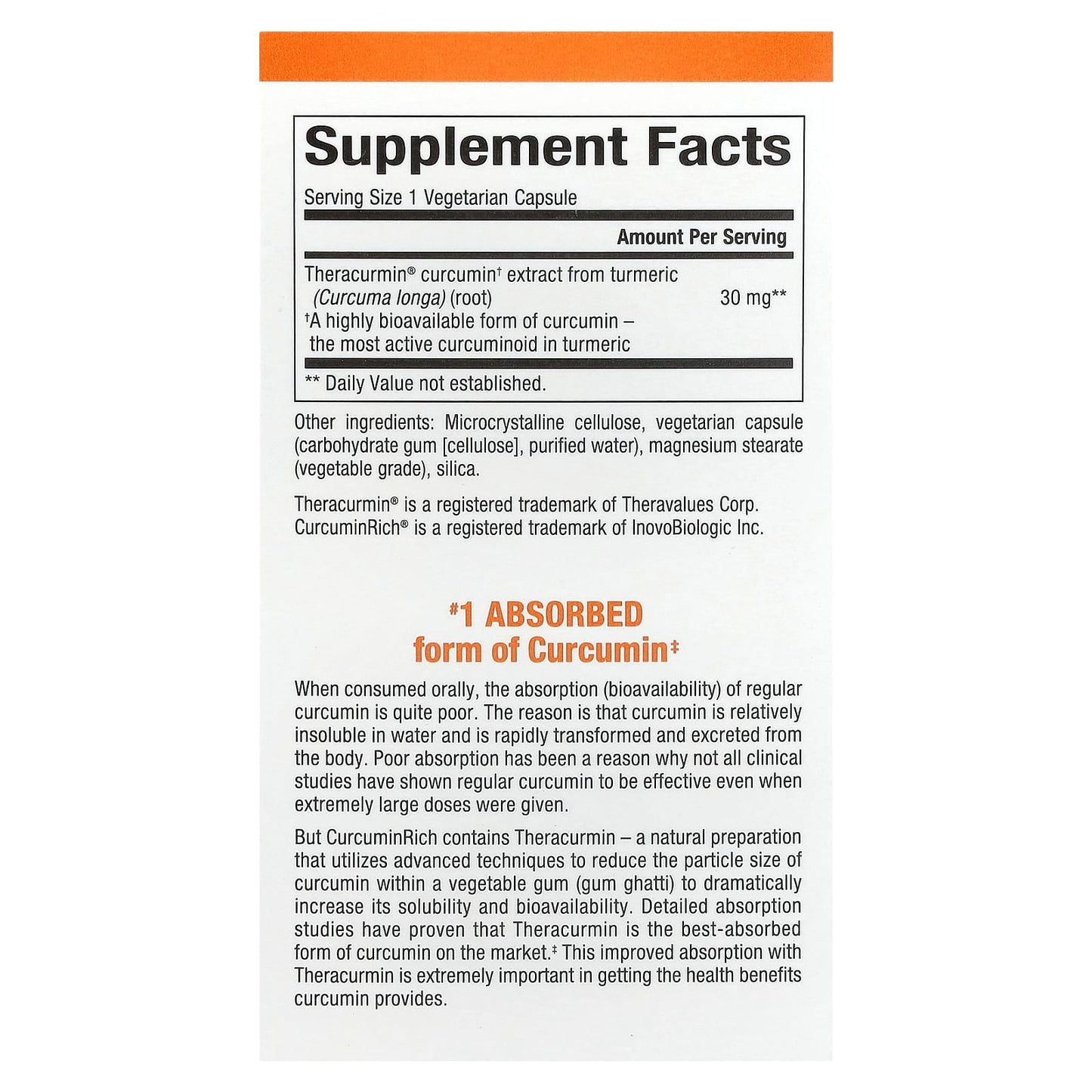 Natural Factors, CurcuminRich, Theracurmin, 30 mg, 30 Vegetarian Capsules - Image 2