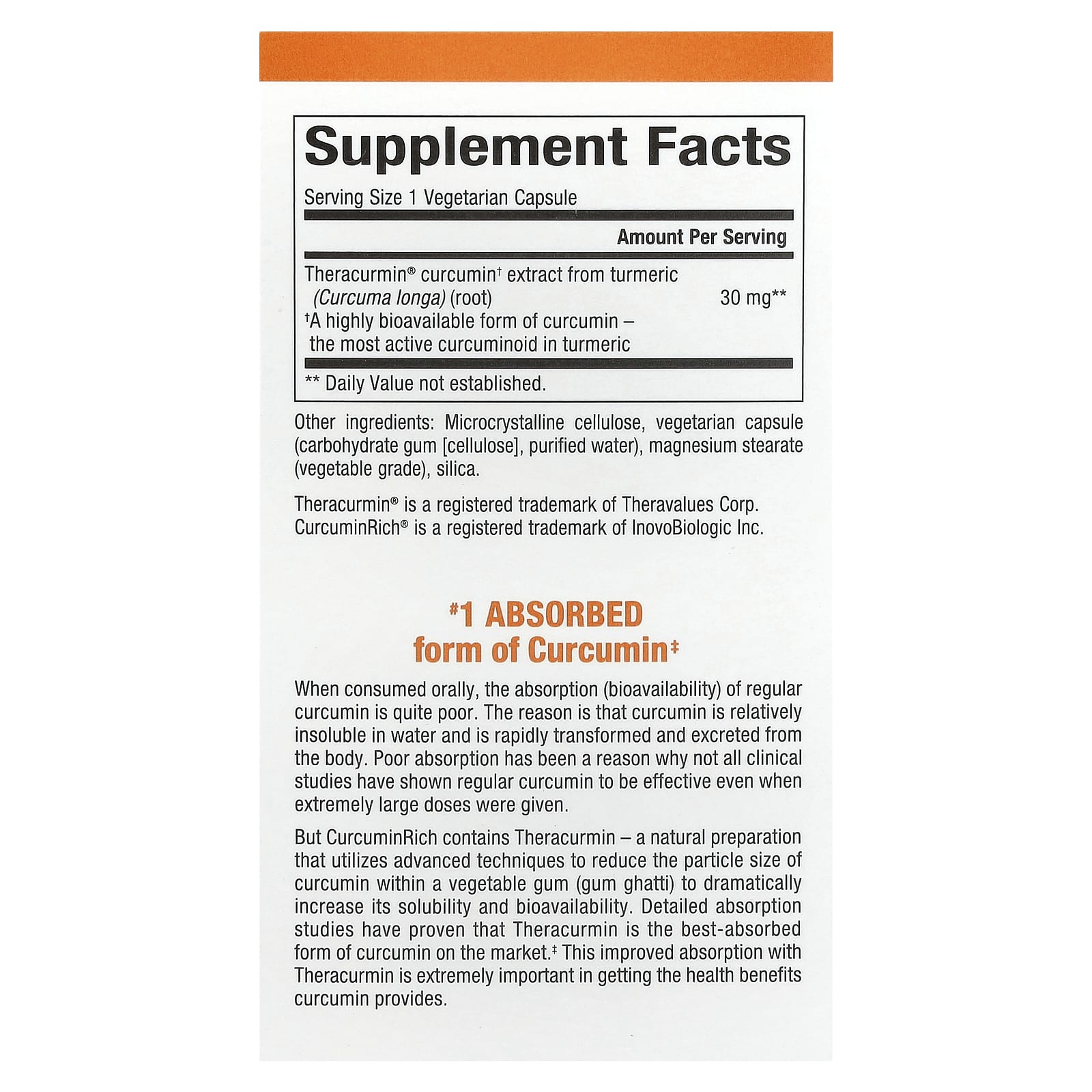 Natural Factors, CurcuminRich, Theracurmin, 30 mg, 30 Vegetarian Capsules - Image 2