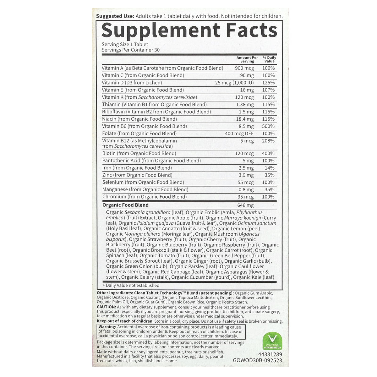 Garden of Life Organic Whole Food Multivitamin for Women - 30 Vegan Tablets - Image 2