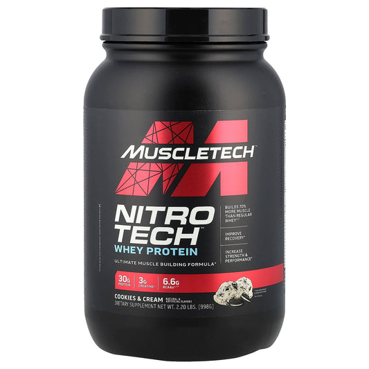 MuscleTech, Nitro-Tech™ Whey Protein, Cookies & Cream, 2.2 lbs (998 g) - Image 1