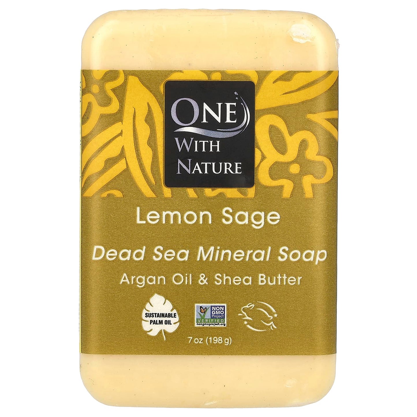 One with Nature, Dead Sea Mineral Soap Bar, Lemon Sage, 7 oz (198 g) - Image 1