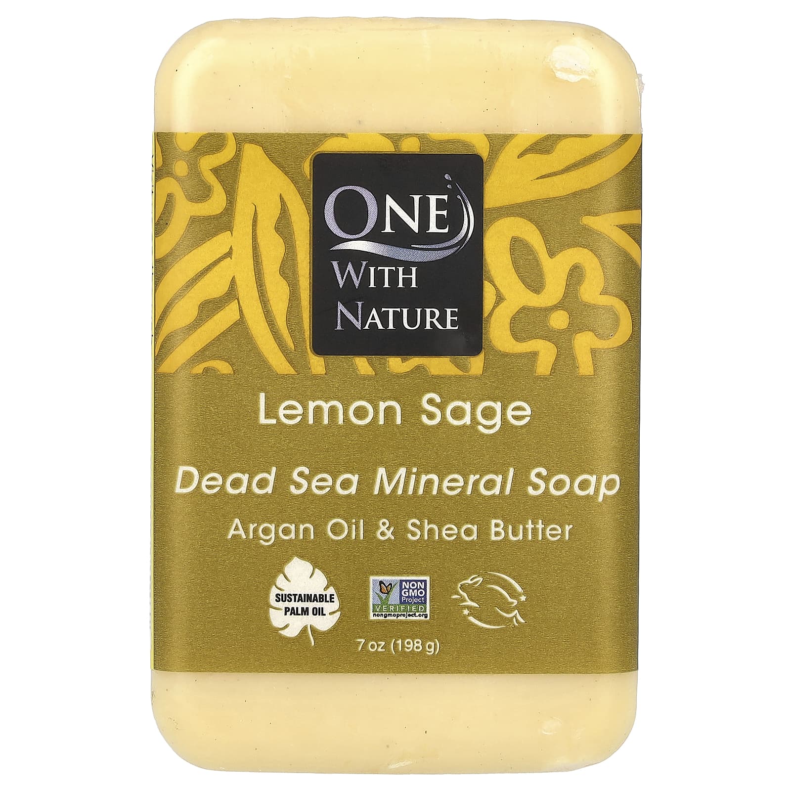One with Nature, Dead Sea Mineral Soap Bar, Lemon Sage, 7 oz (198 g) - Image 1