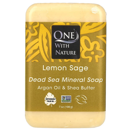 One with Nature, Dead Sea Mineral Soap Bar, Lemon Sage, 7 oz (198 g) - Image 1