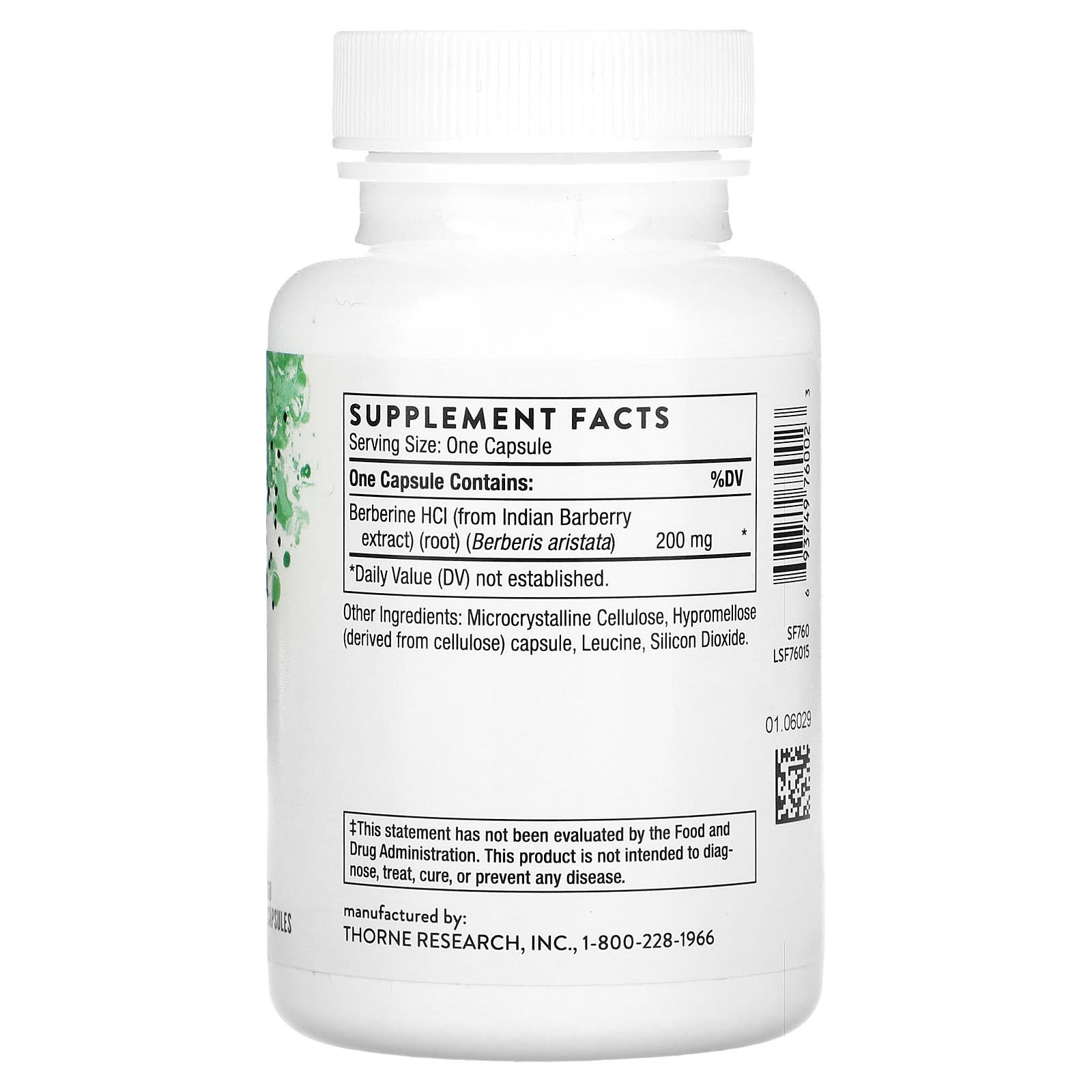 Thorne, Berberine, 200 mg, 60 Capsules - Image 2