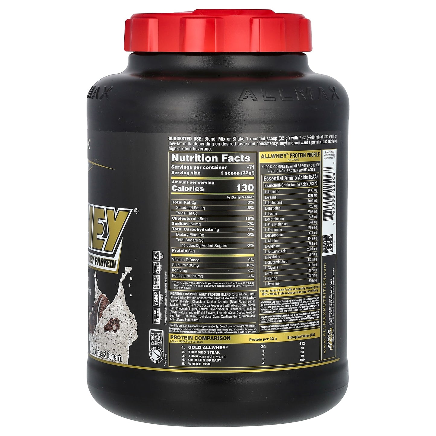GOLD ALLWHEY<sup>®</sup> Premium Whey Protein - Cookies & Cream, 5 lbs - Image 2