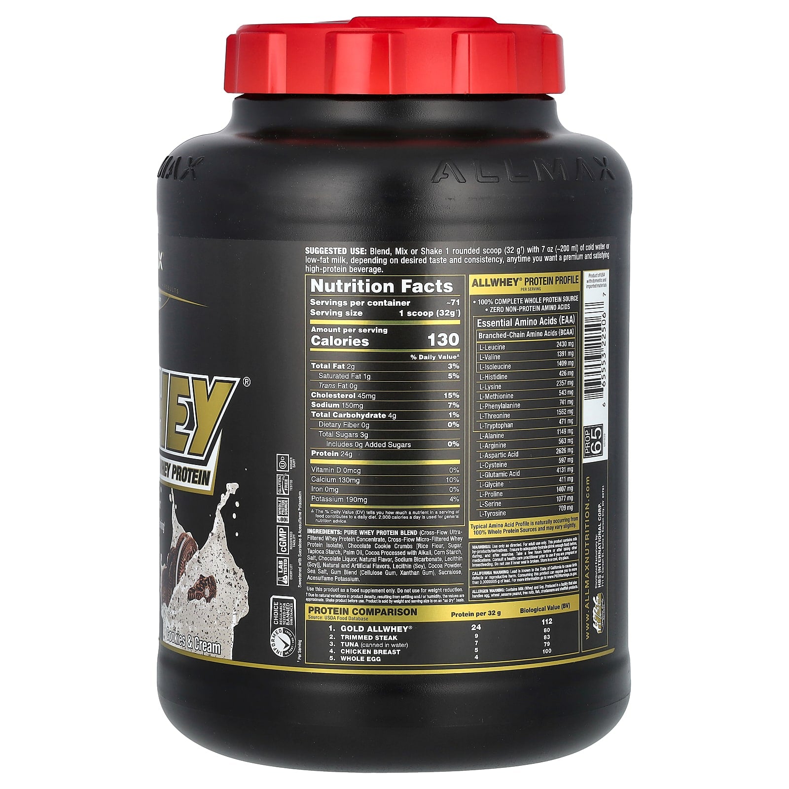 GOLD ALLWHEY<sup>®</sup> Premium Whey Protein - Cookies & Cream, 5 lbs - Image 2