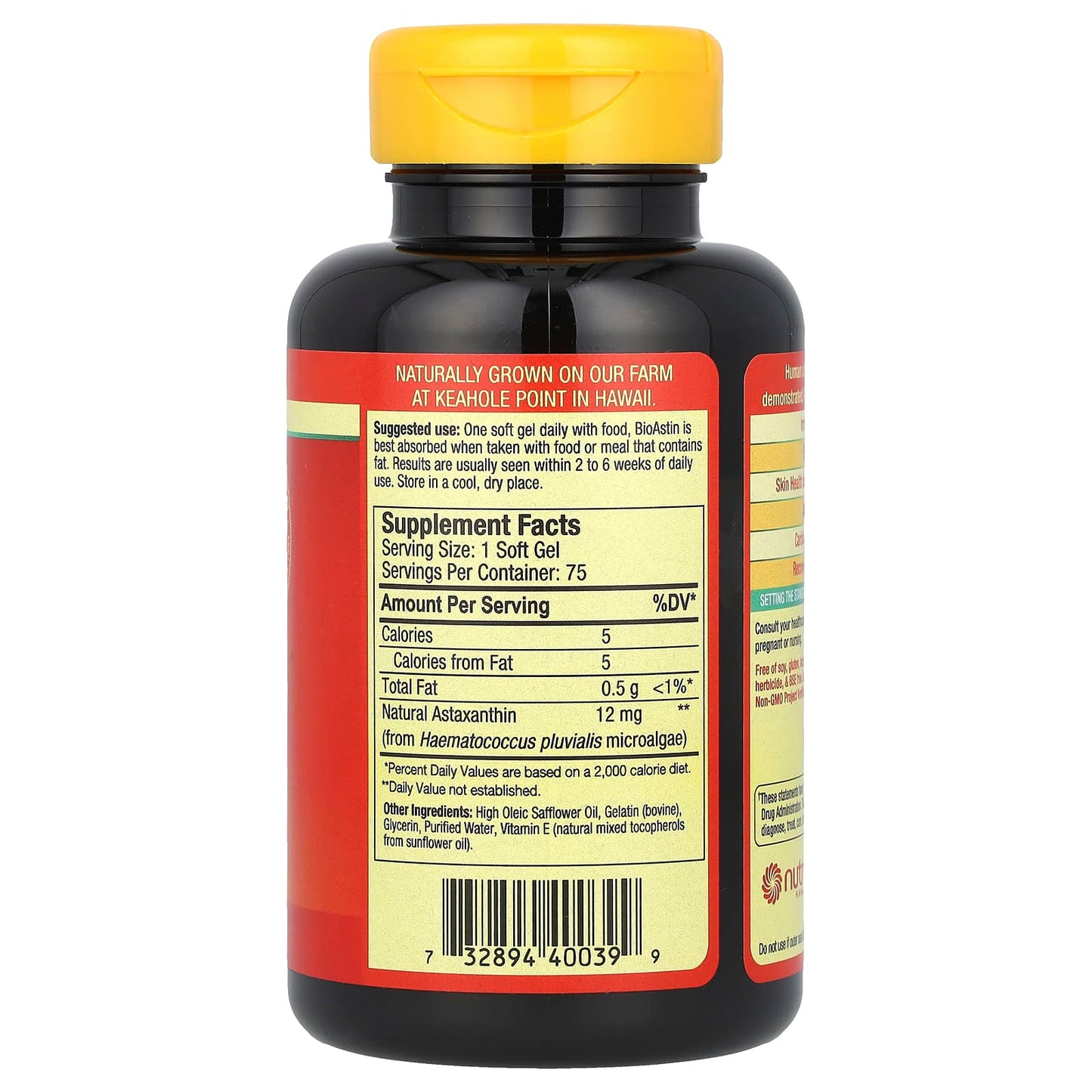 Nutrex Hawaii, BioAstin®, Hawaiian Astaxanthin®, 12 mg, 75 Soft Gels - Image 2