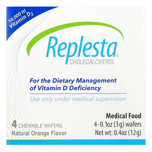 Replesta, Cholecalciferol, Vitamin D3, Natural Orange, 50,000 IU, 4 Chewable Wafers, 0.1 oz (3 g) Each - Image 1