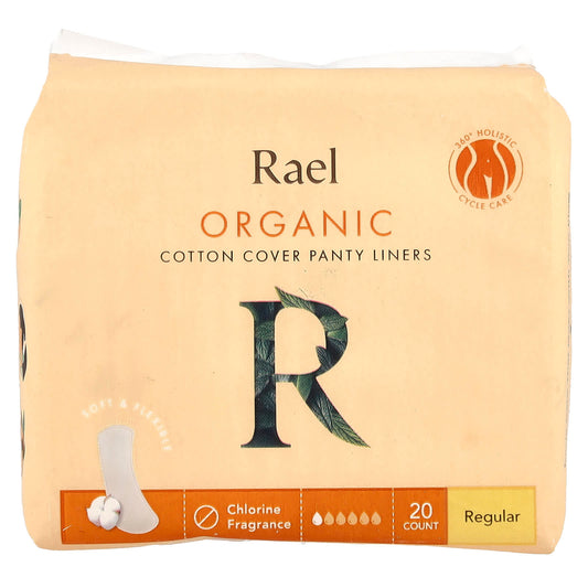 Rael, Organic Cotton Cover Panty Liners, Regular, 20 Count - Image 1