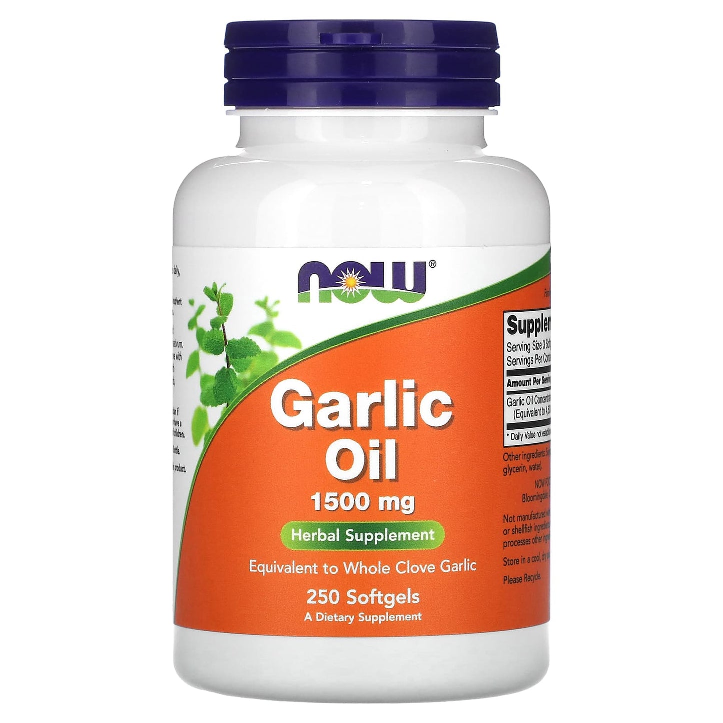 NOW Foods, Garlic Oil, 1,500 mg, 250 Softgels - Image 1