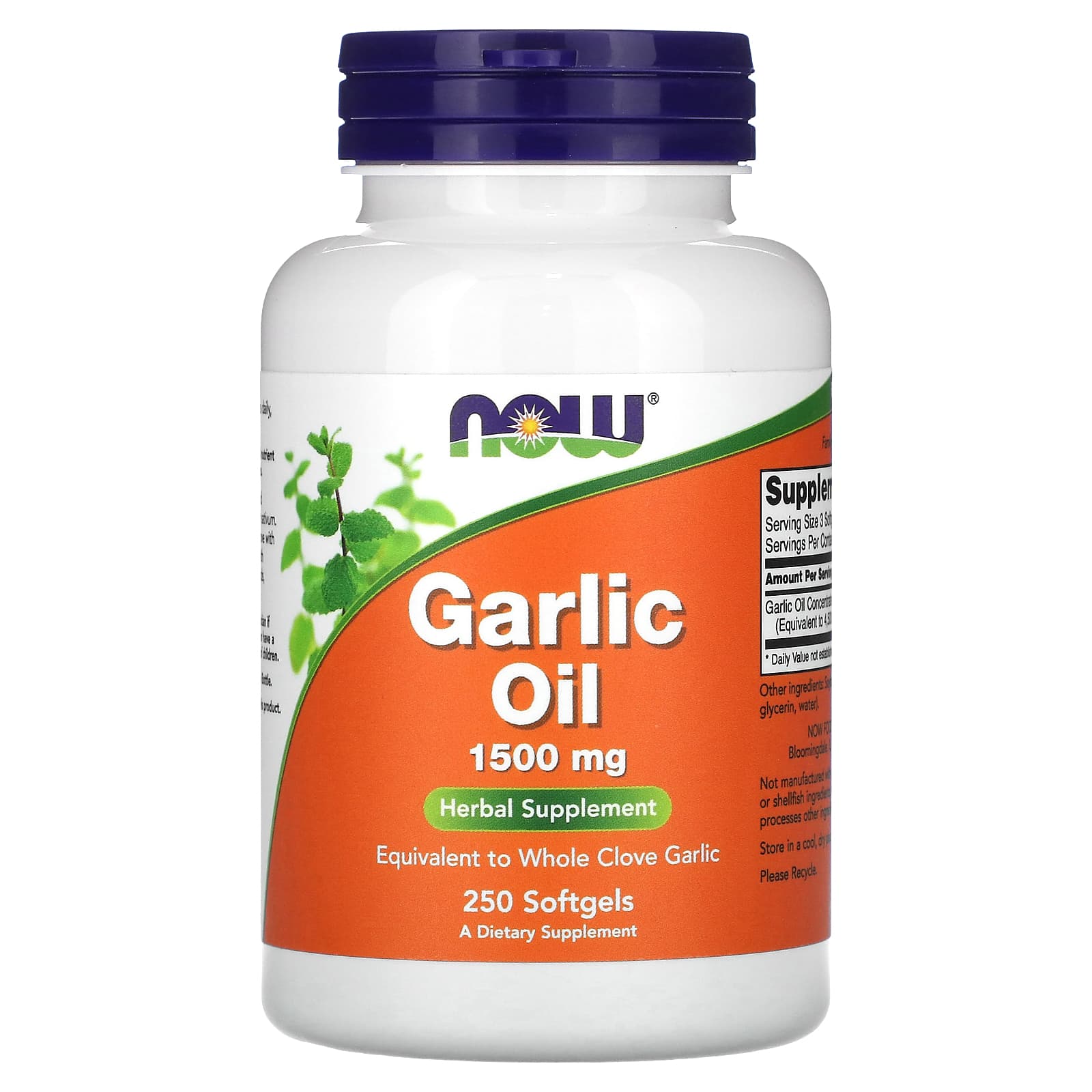 NOW Foods, Garlic Oil, 1,500 mg, 250 Softgels - Image 1