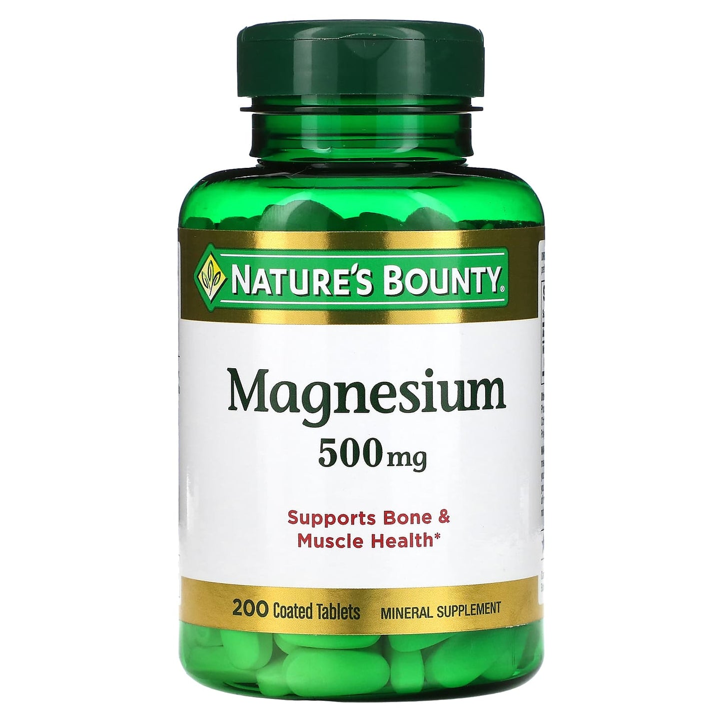 Nature's Bounty, Magnesium, 500 mg, 200 Coated Tablets - Image 1