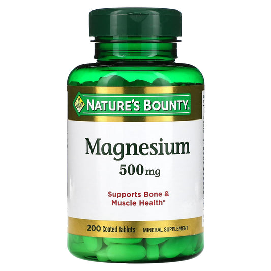 Nature's Bounty, Magnesium, 500 mg, 200 Coated Tablets - Image 1