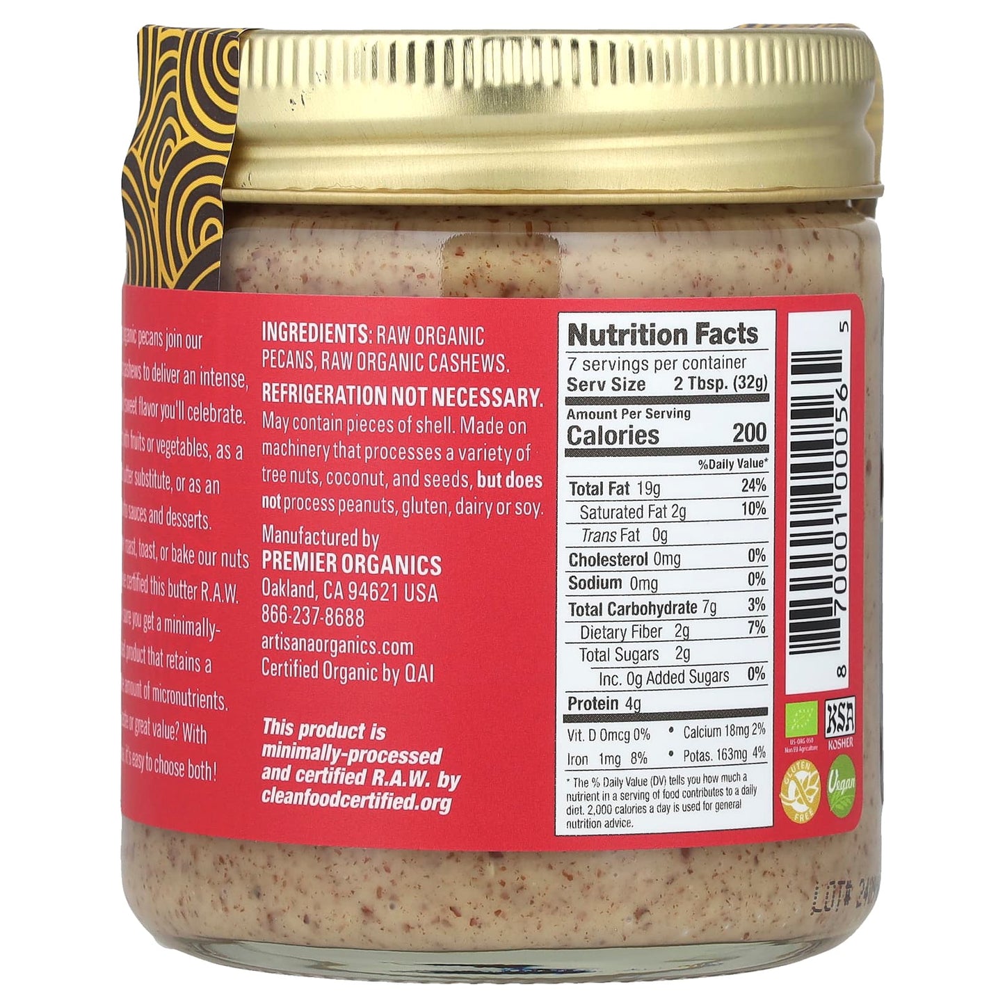 Artisana Raw Pecan Cashew Butter, USDA Organic, 8 oz, Keto Friendly - Image 2