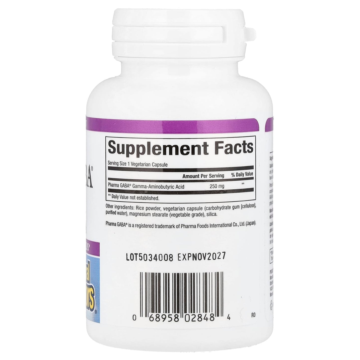 Natural Factors, Stress-Relax®, Pharma GABA®, 250 mg, 60 Vegetarian Capsules - Image 2