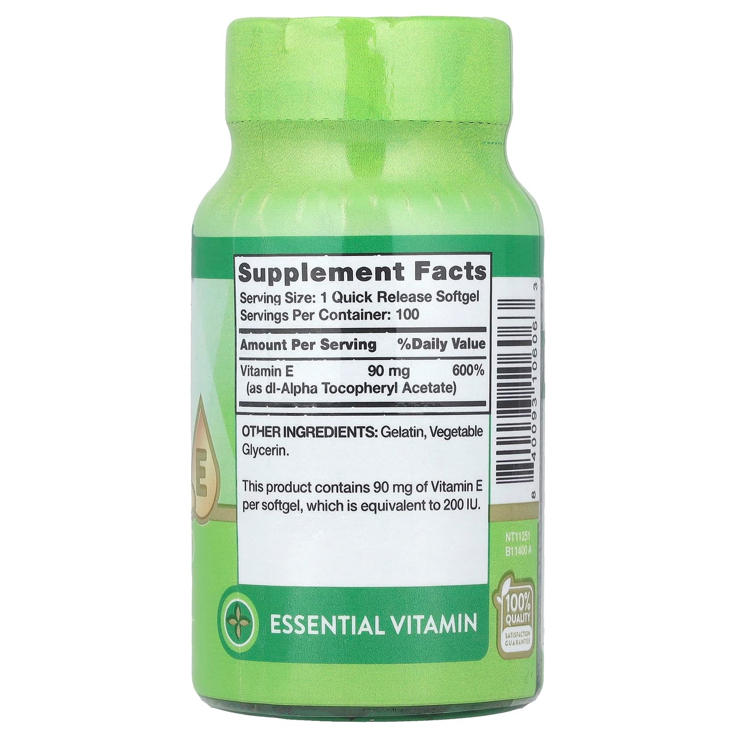 Nature's Truth, Vitamin E, High Potency, 90 mg (200 IU), 100 Quick Release Softgels - Image 2